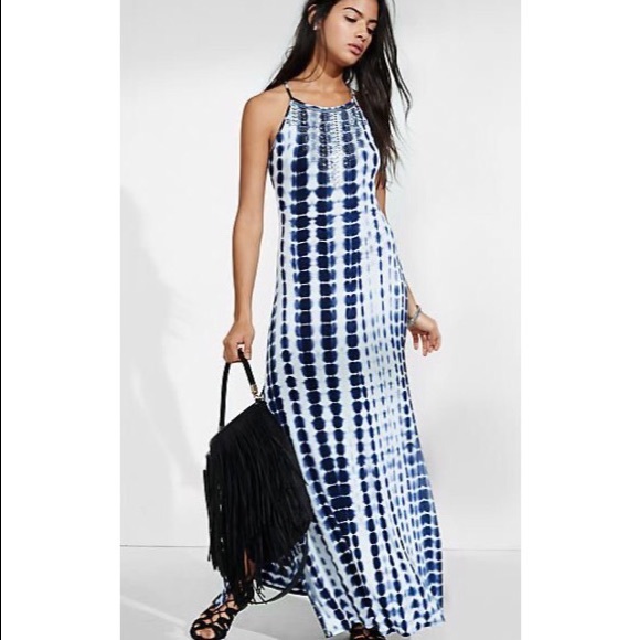 Express Dresses & Skirts - NWOT Express Blue and White Tie-Dye Maxi Dress
